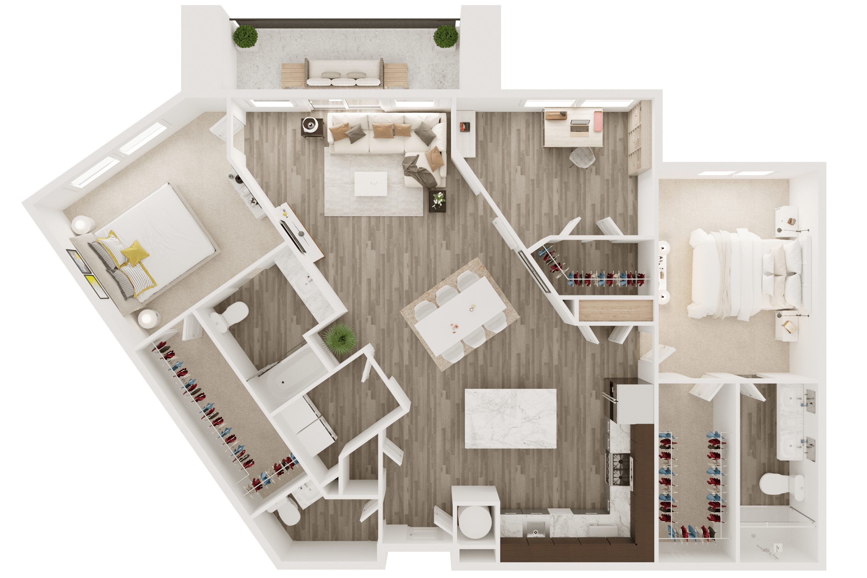 2 bedroom 2.5 bath apartment