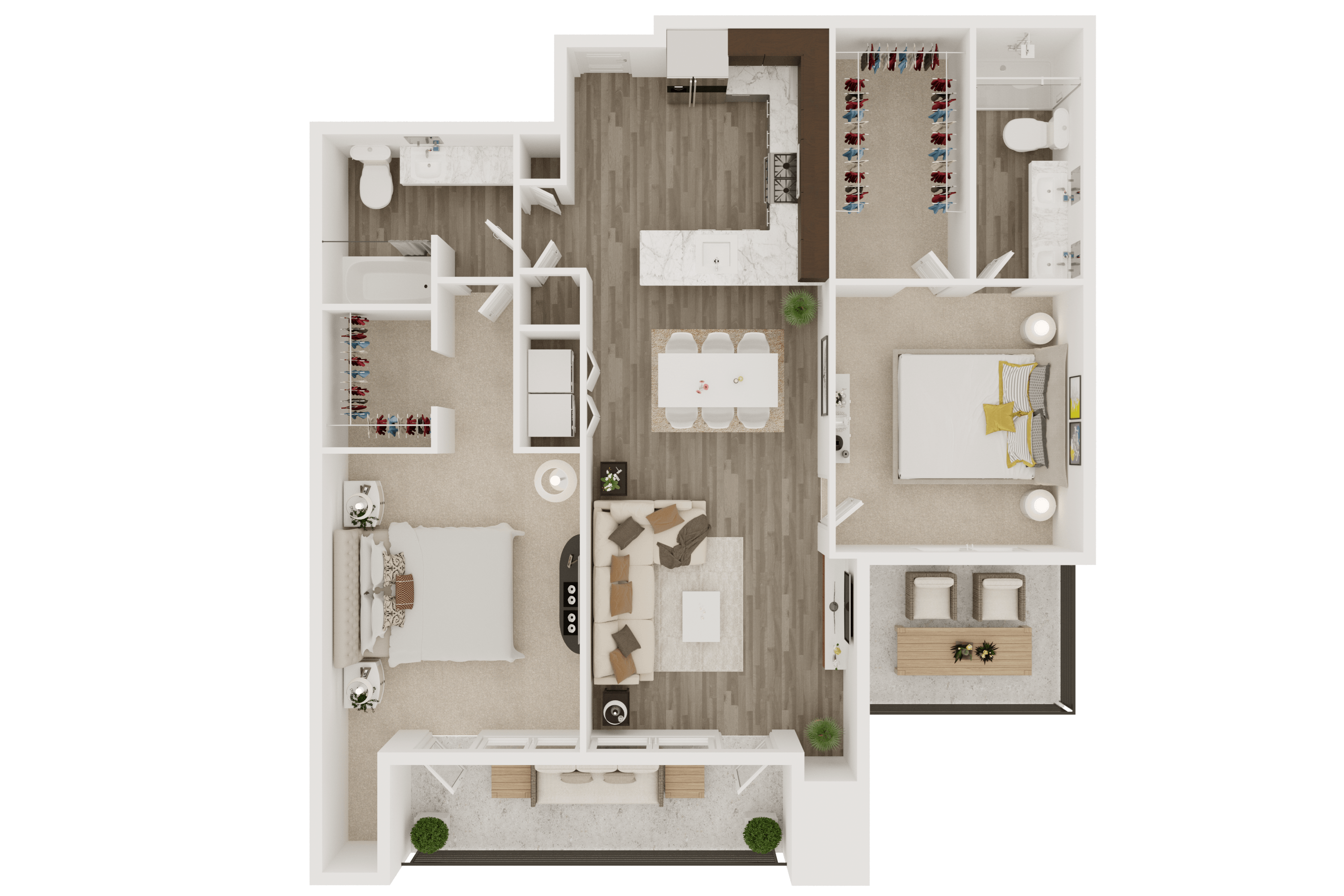 2 bedroom apartment with smart home features