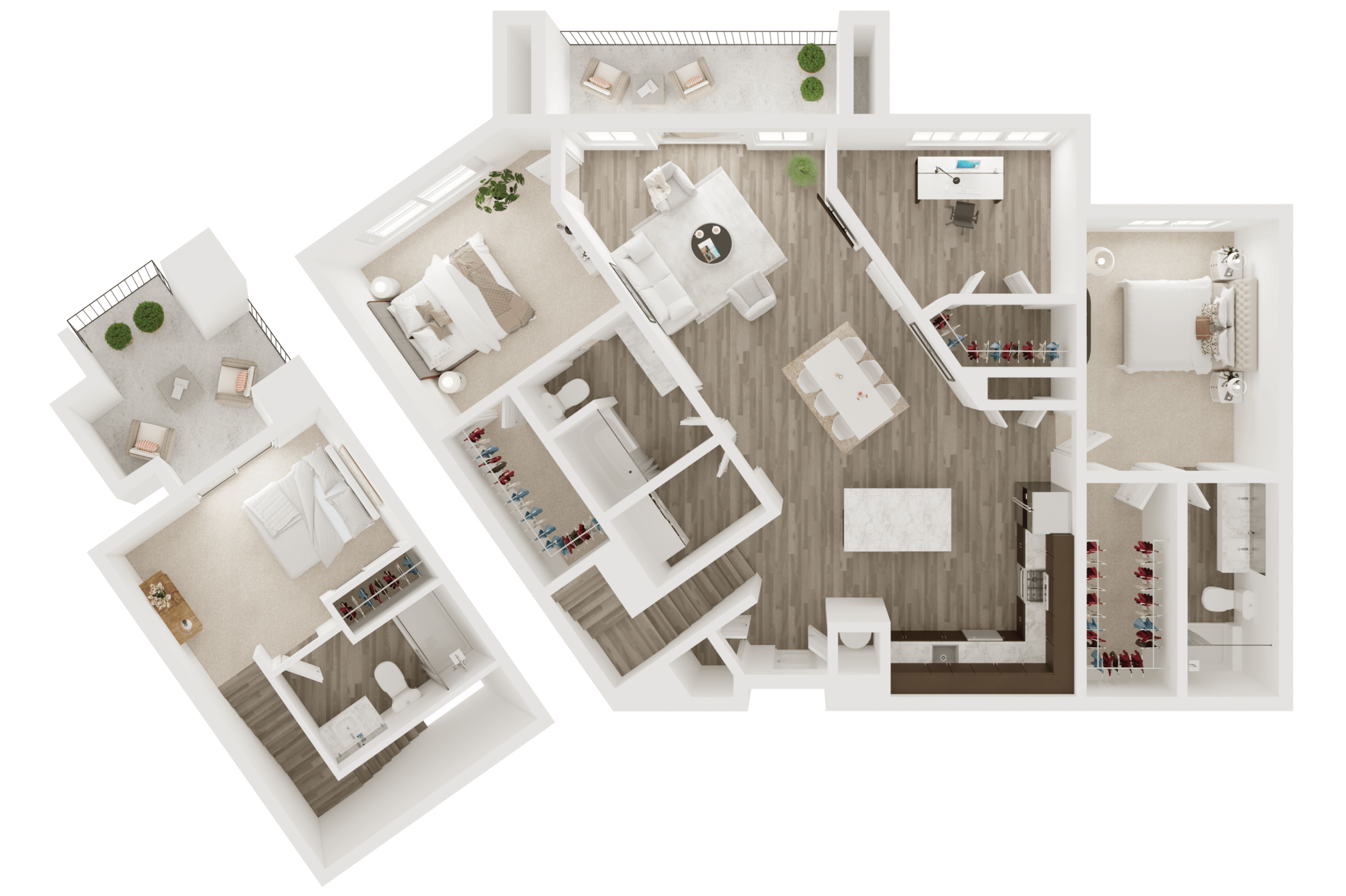 luxury 3 bedroom apartment with office in Overland Park, KS