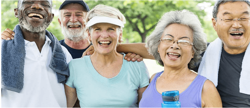 a group of people smiling