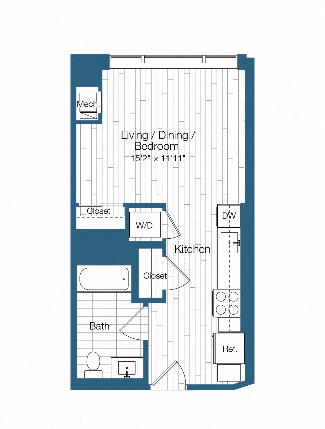 Floor plan layout diagram for H25-S03, 0 bd - 1 ba