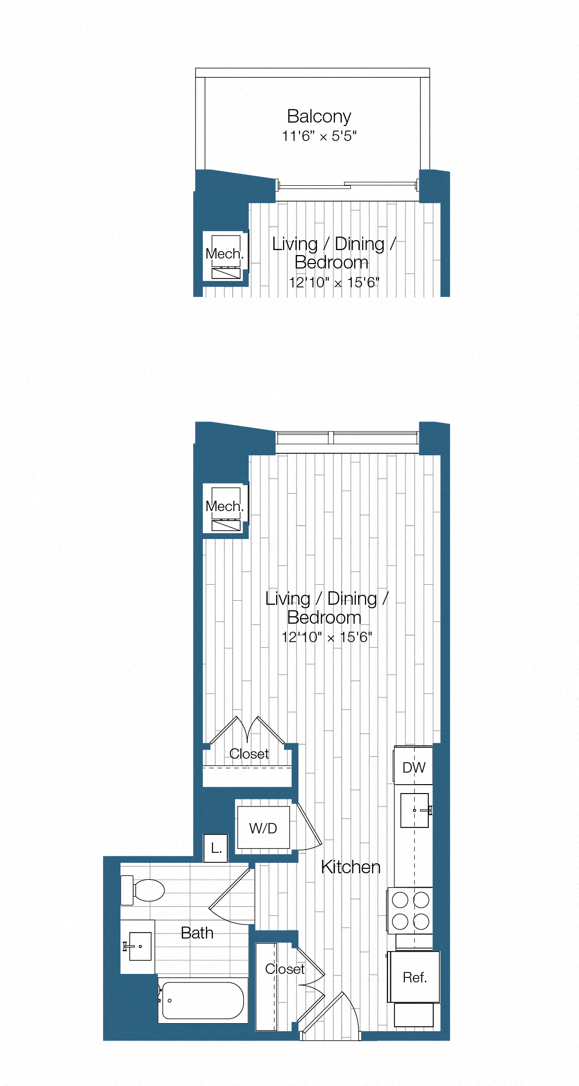 Floor plan layout diagram for H25-S05, 0 bd - 1 ba