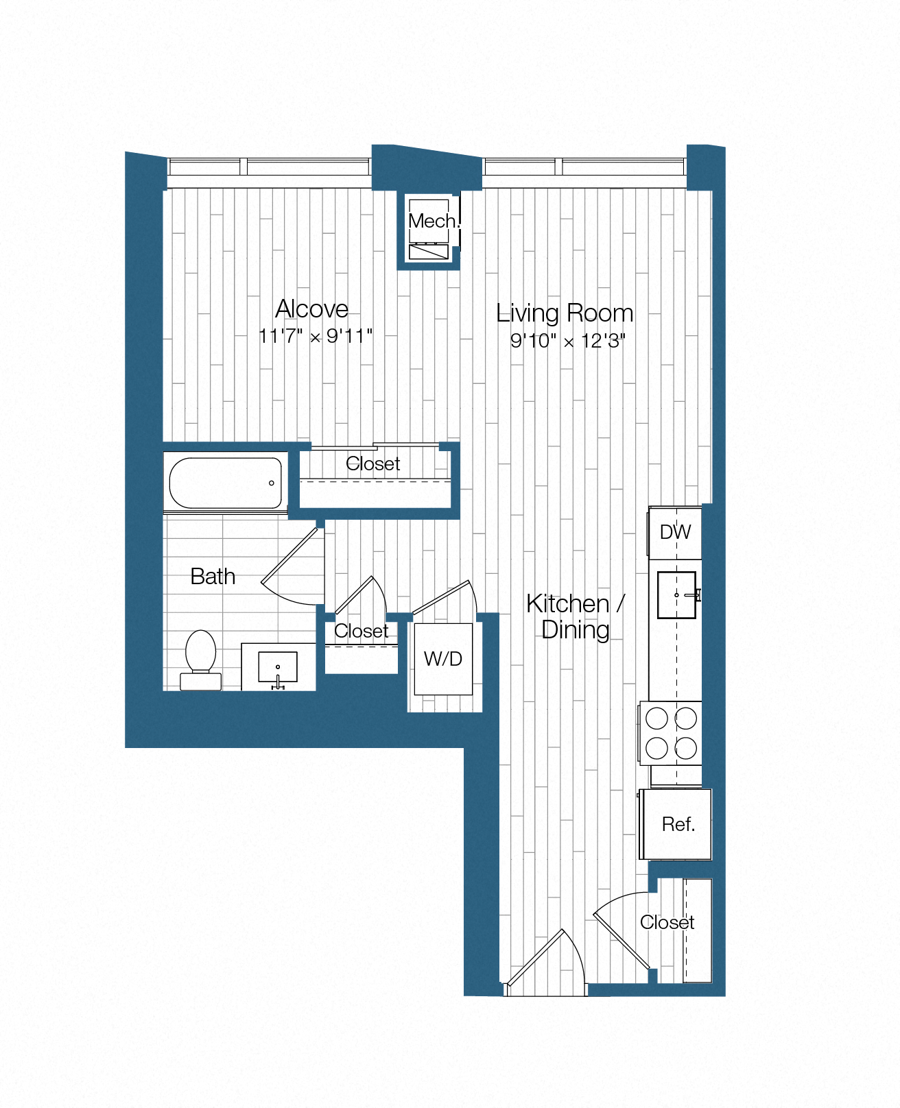 Floor plan layout diagram for H25-S08b, 0 bd - 1 ba