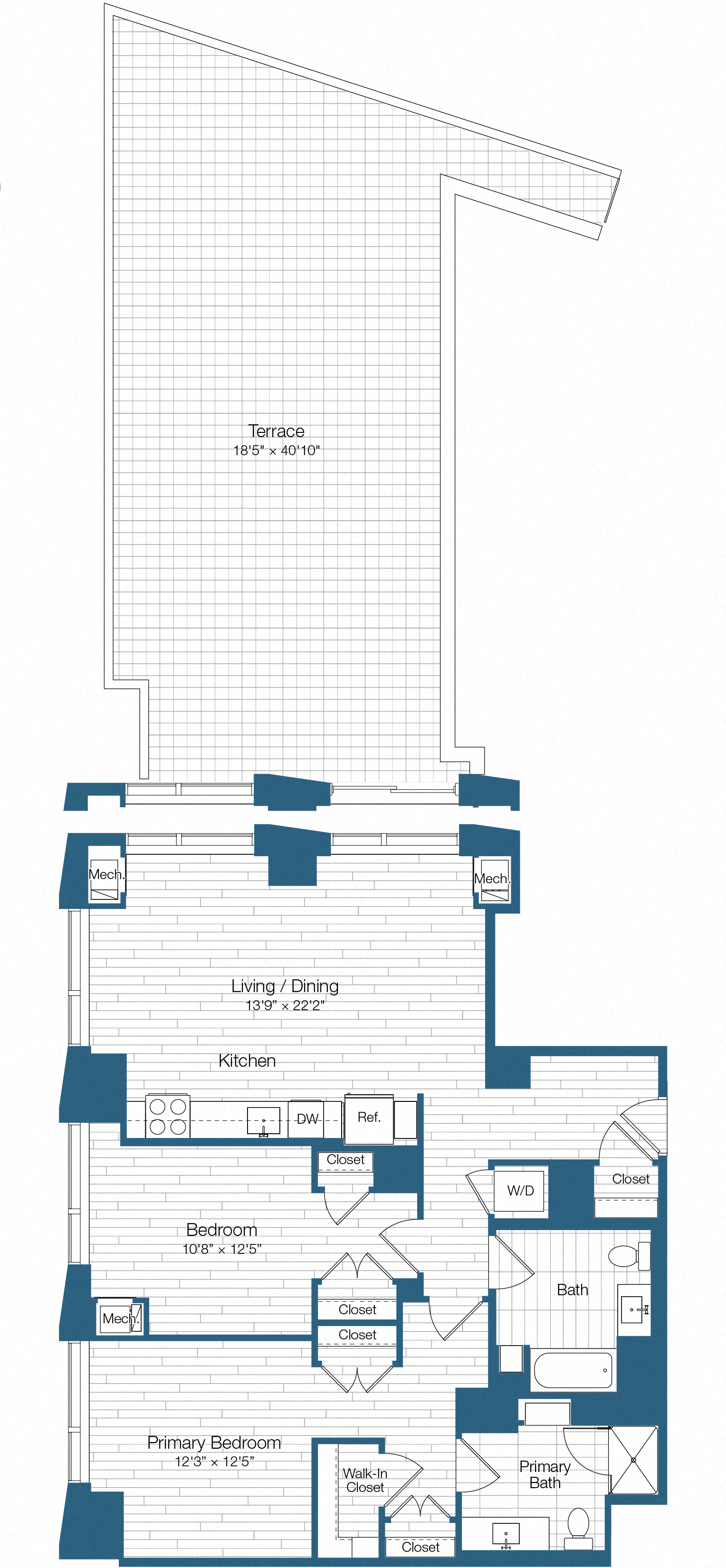 Floor plan layout diagram for H25-B12, 2 bd - 2 ba