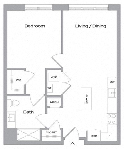 Floor plan layout diagram for TJ-A17, 1 bd - 1 ba