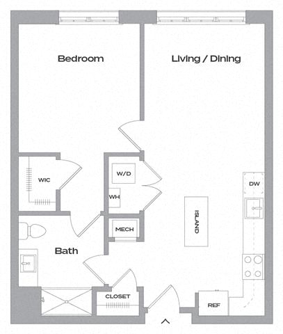Floor plan layout diagram for TJ-A18, 1 bd - 1 ba