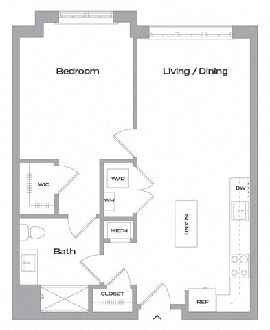 Floor plan layout diagram for TJ-A20, 1 bd - 1 ba