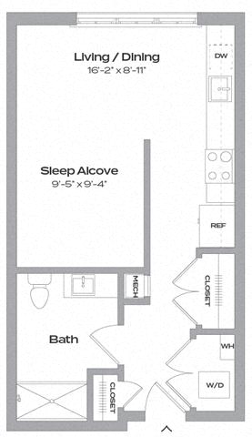 Floor plan layout diagram for TJ-S03, 0 bd - 1 ba