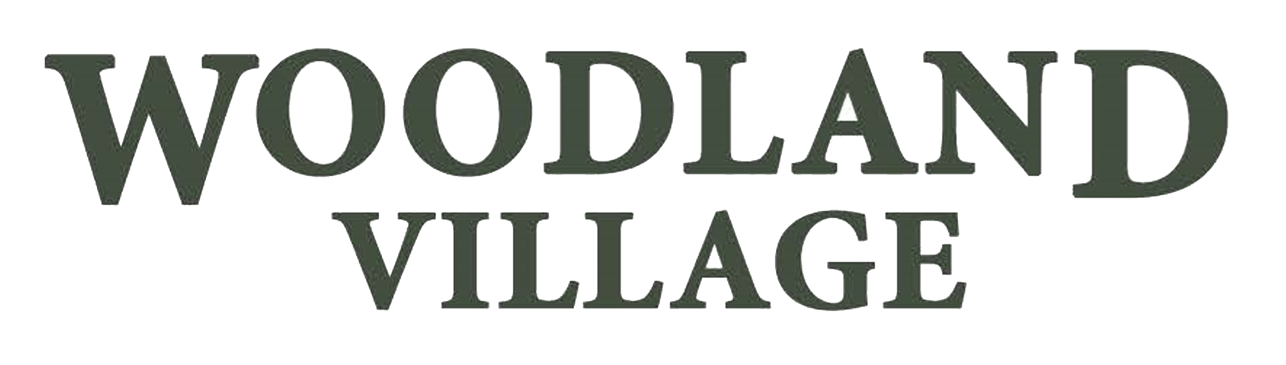 The image displays the text "WOODLAND VILLAGE" in a stylized font.