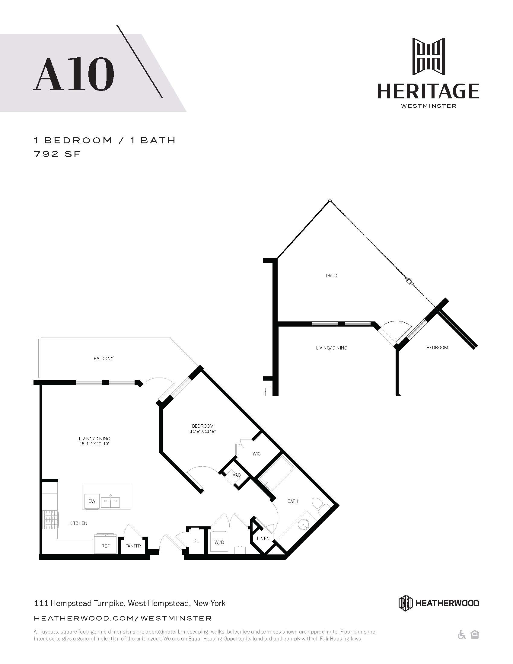 1 Bed, 1 Bath - A10 Layout