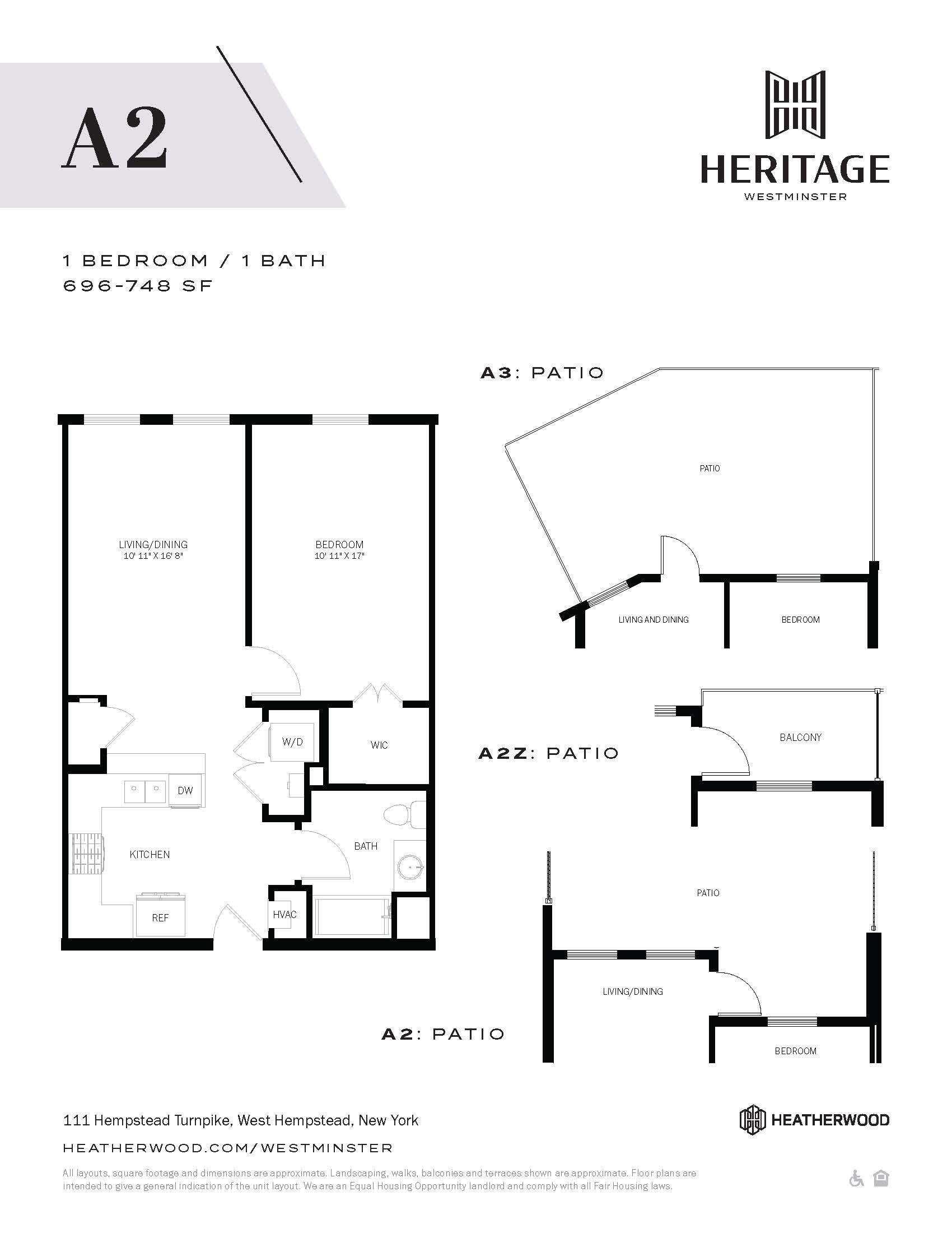 1 Bed, 1 Bath - A2 Layout
