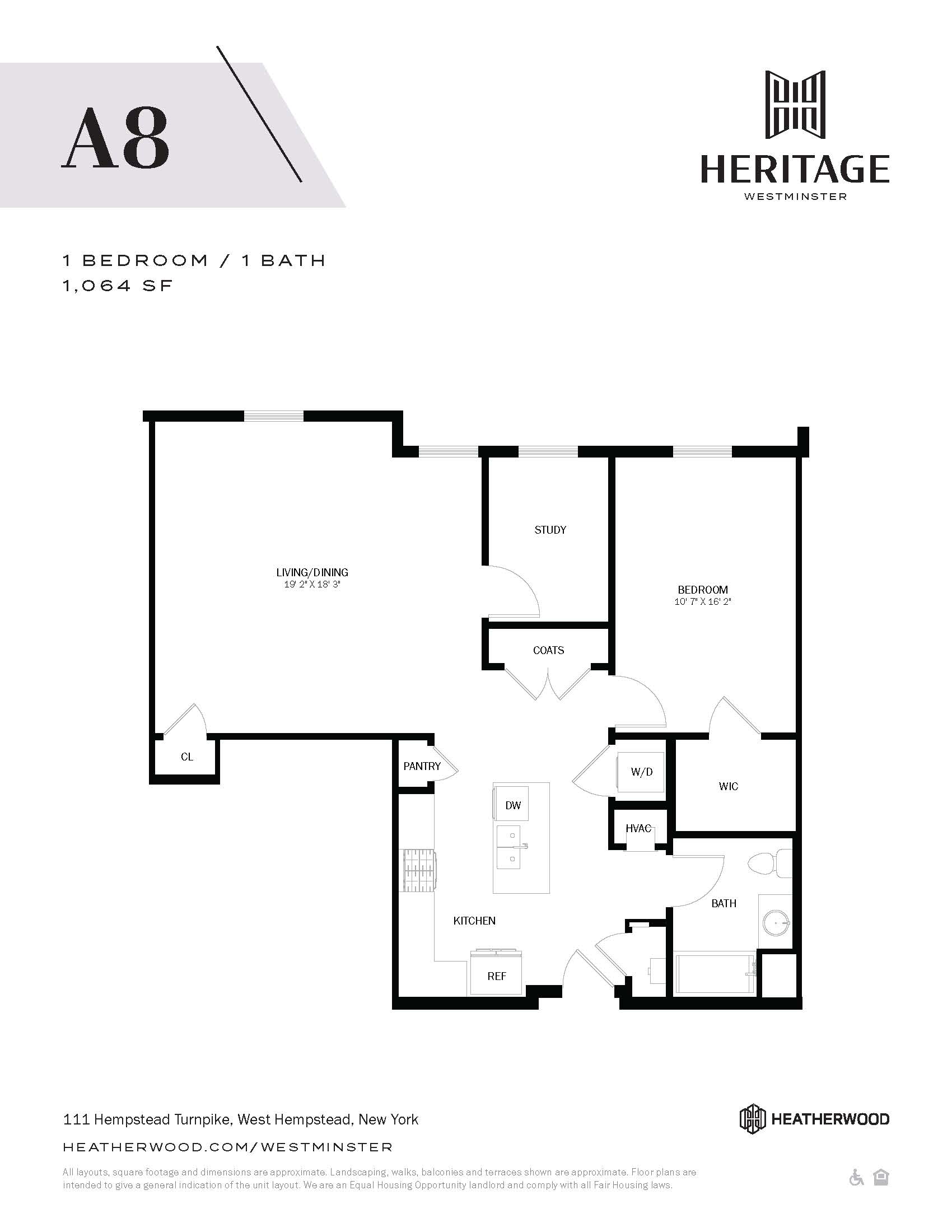 1 Bed, 1 Bath - A8 Layout