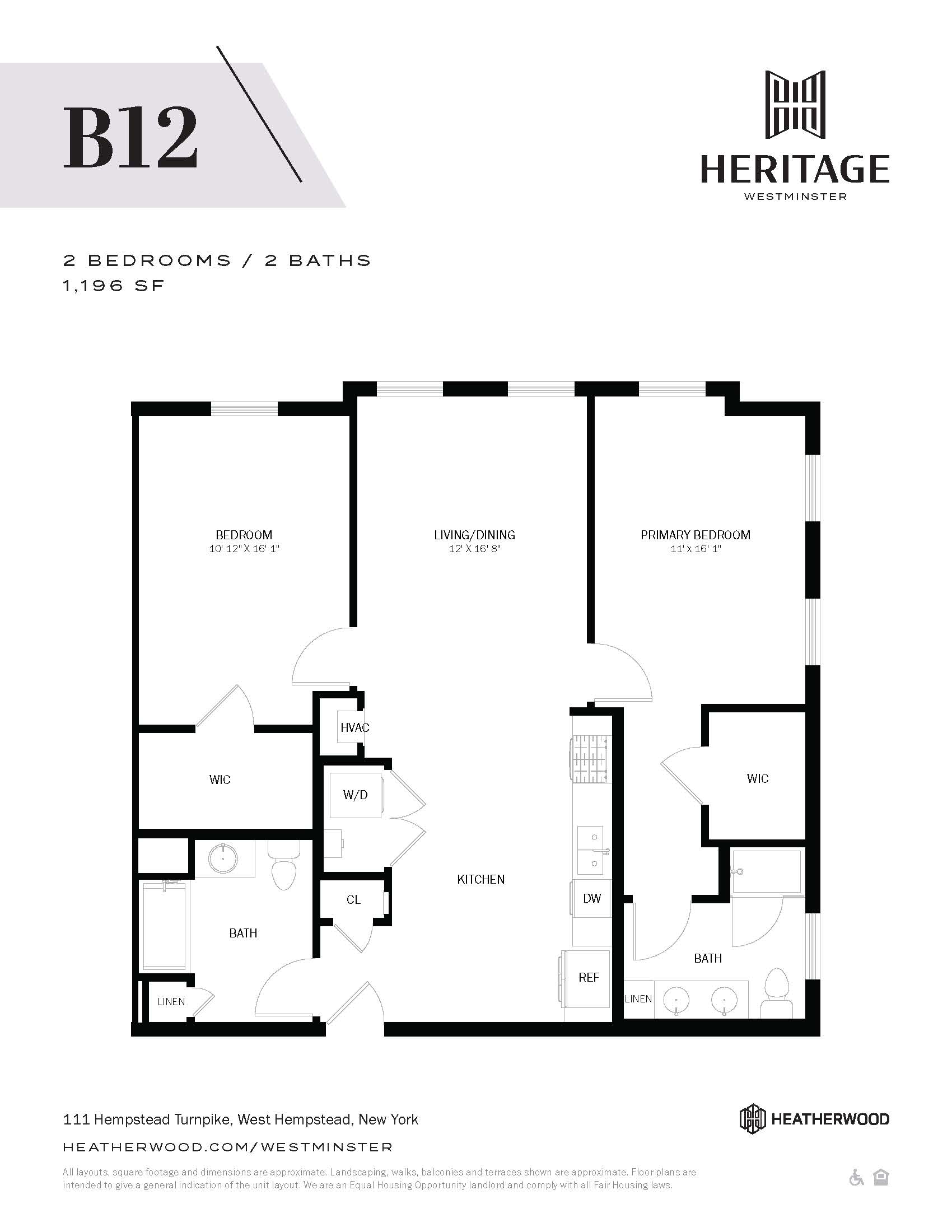 2 Bed, 2 Bath - B12 Layout