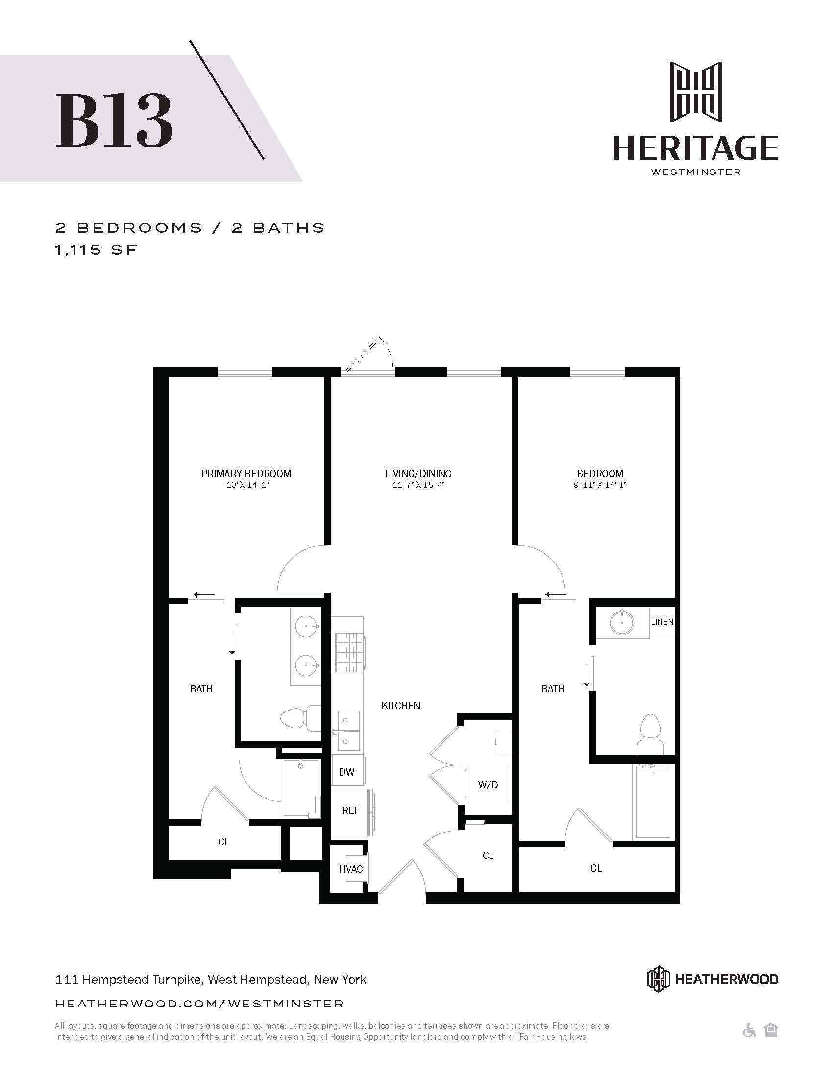 2 Bed, 2 Bath - B13 Layout