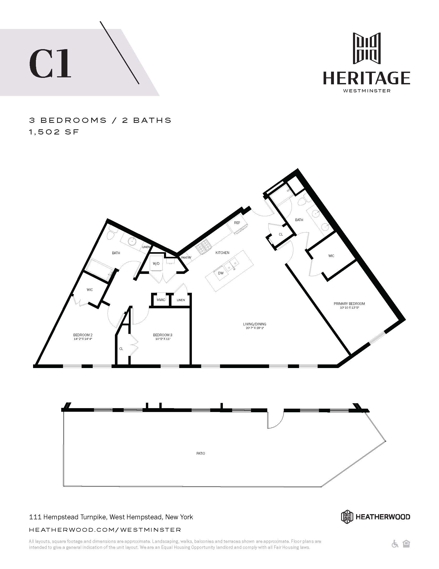 3 Bed, 2 Bath - C1 Layout