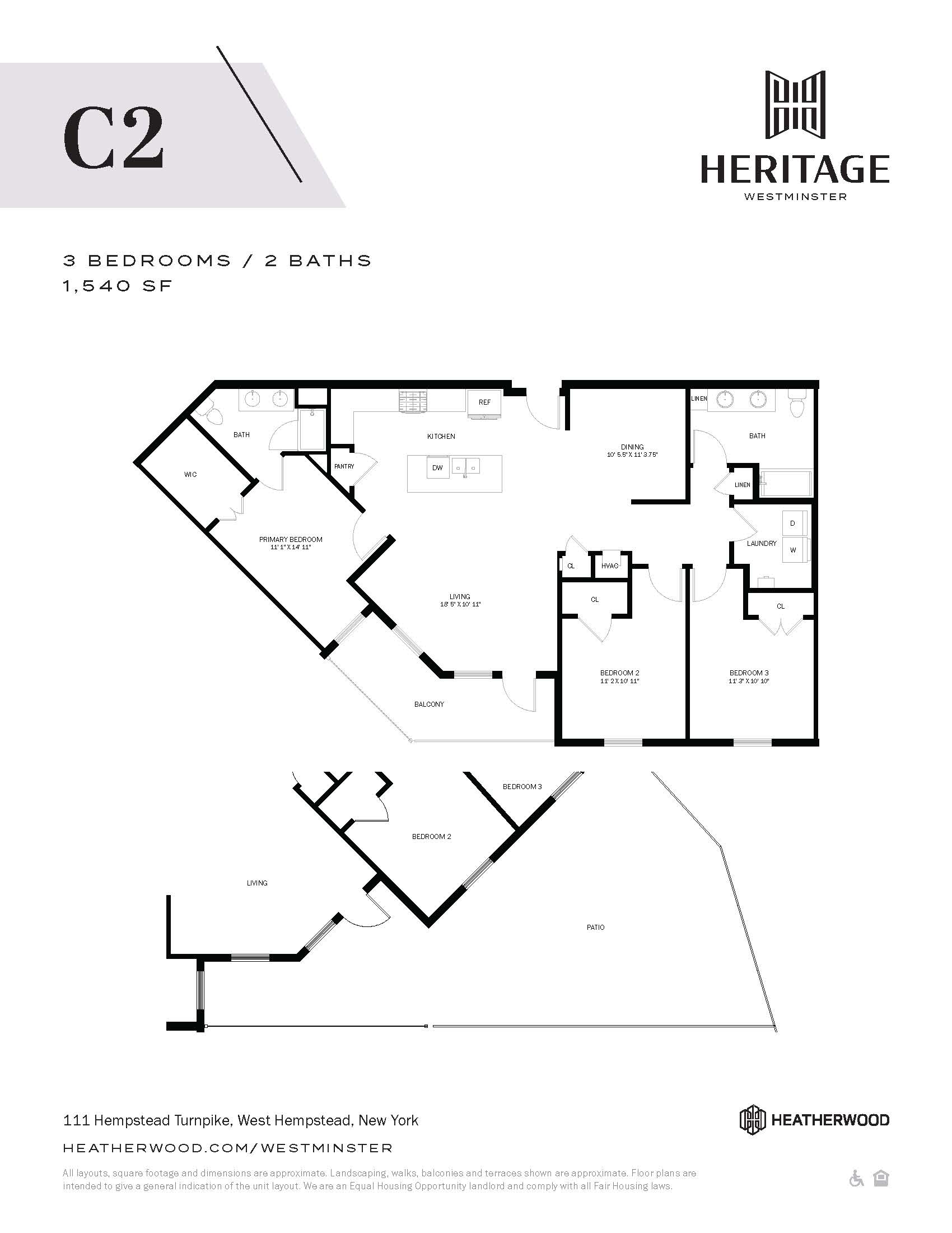 3 Bed, 2 Bath - C2 Layout