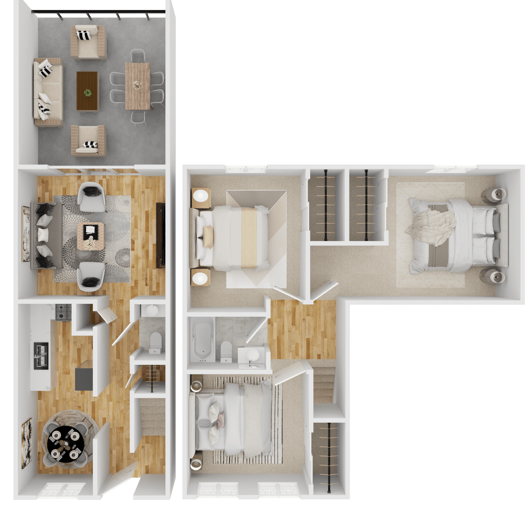 Three Bedroom 1.5 Bath TH floor plan