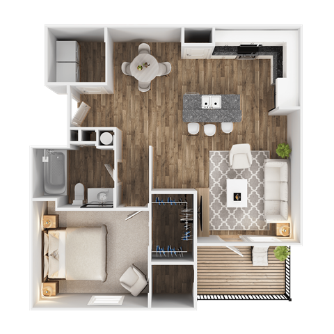 1 Bed 1 Bath floor plan