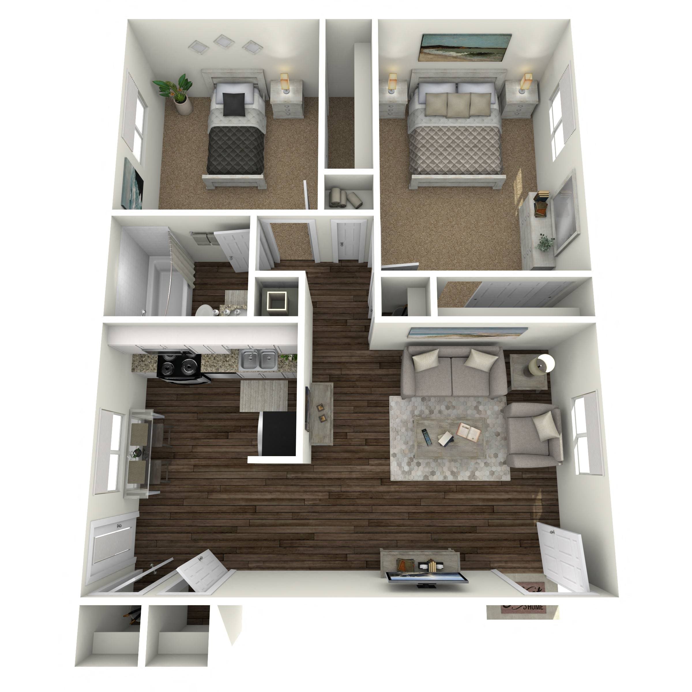 Two Bedroom One Bath floor plan