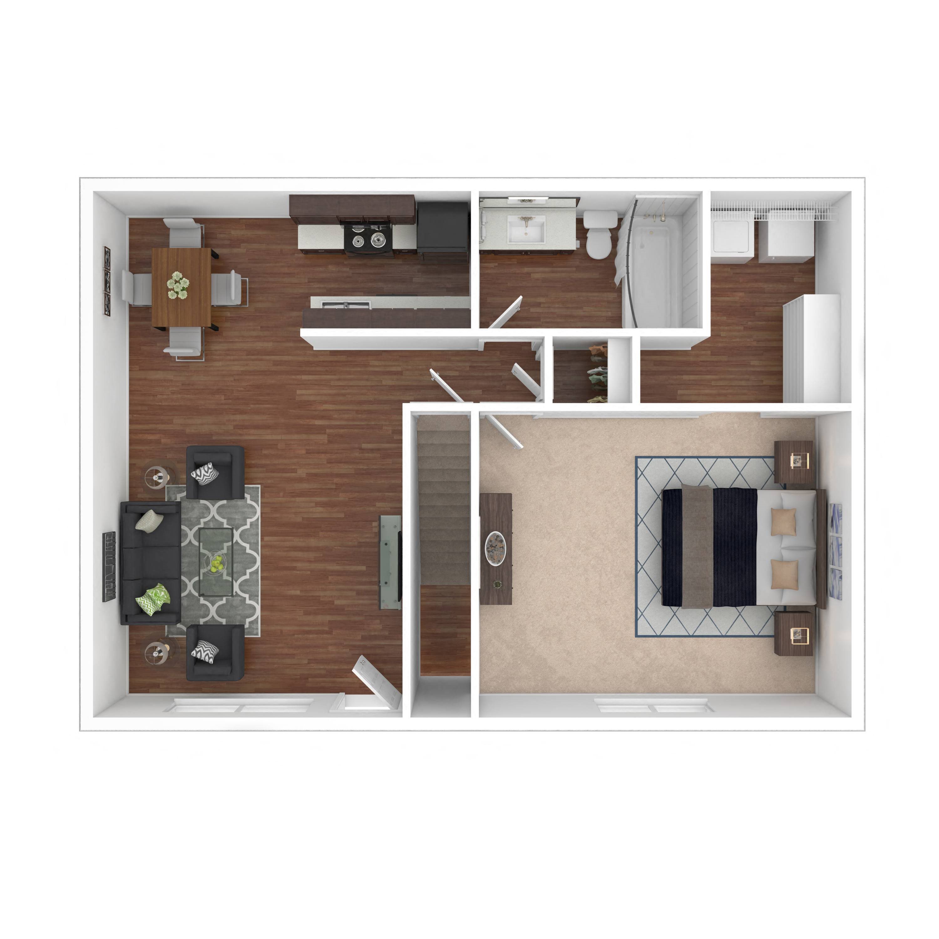 One Bedroom One Bath floor plan
