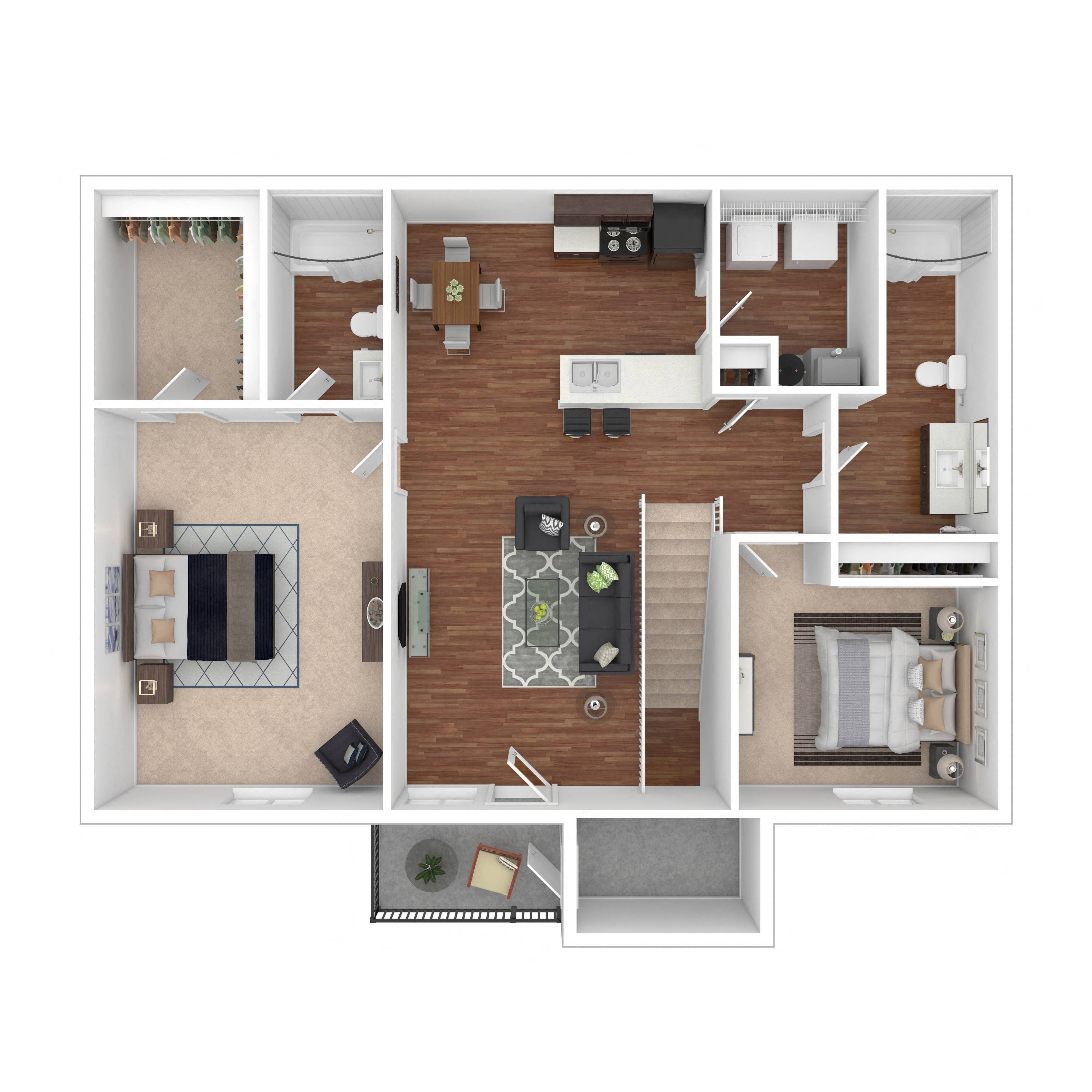 Two Bedroom Two Bath floor plan