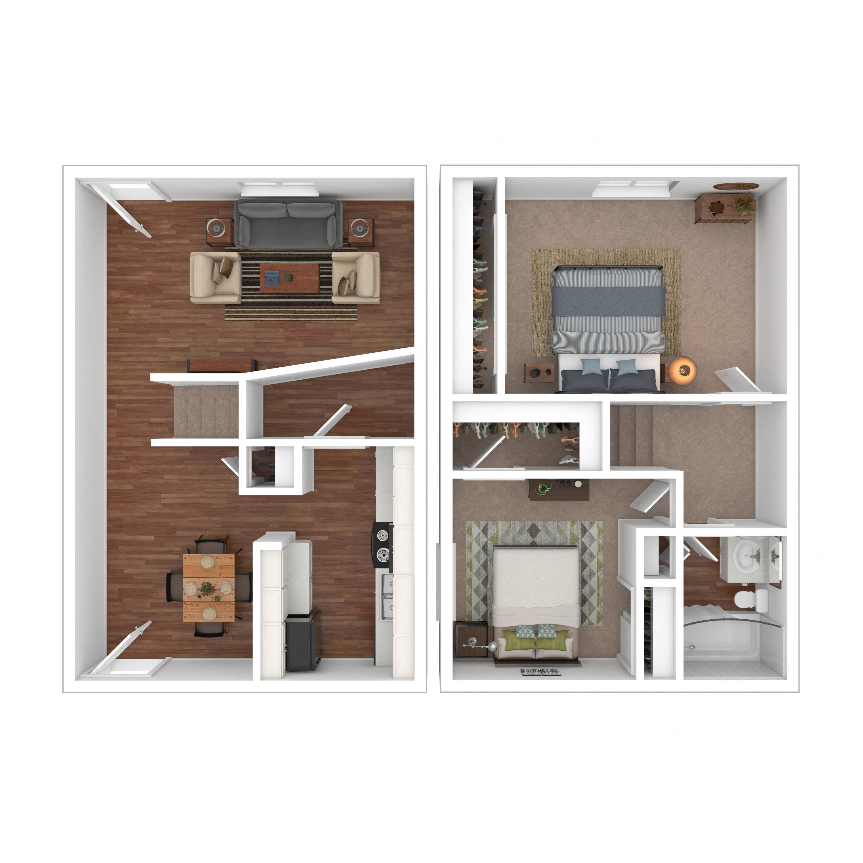 Two Bedroom One Bath floor plan