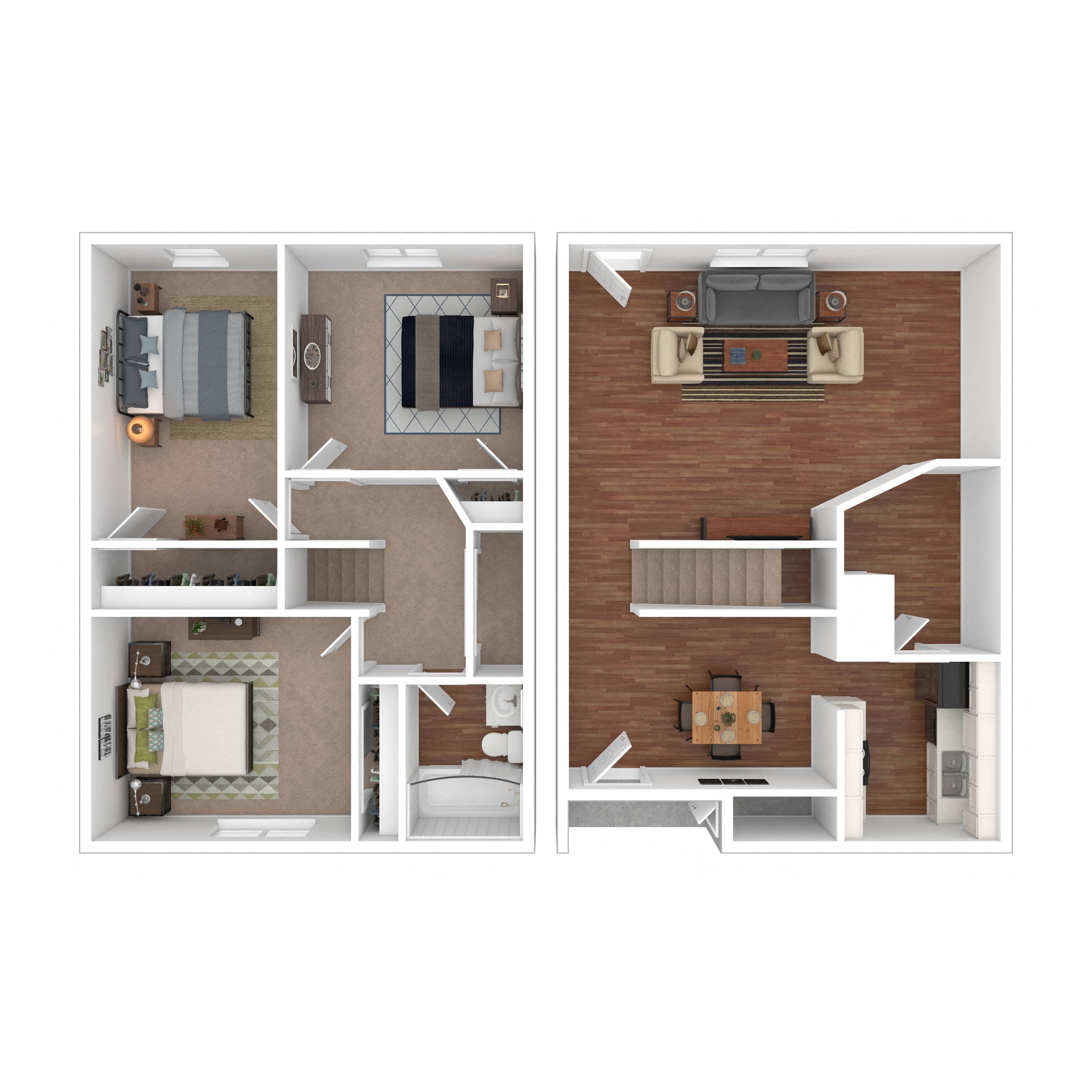 Three Bedroom One Bath Large floor plan