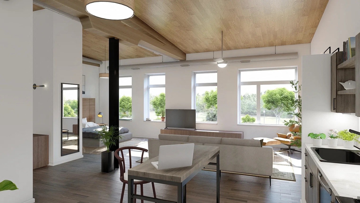 a view of the living room from the kitchen