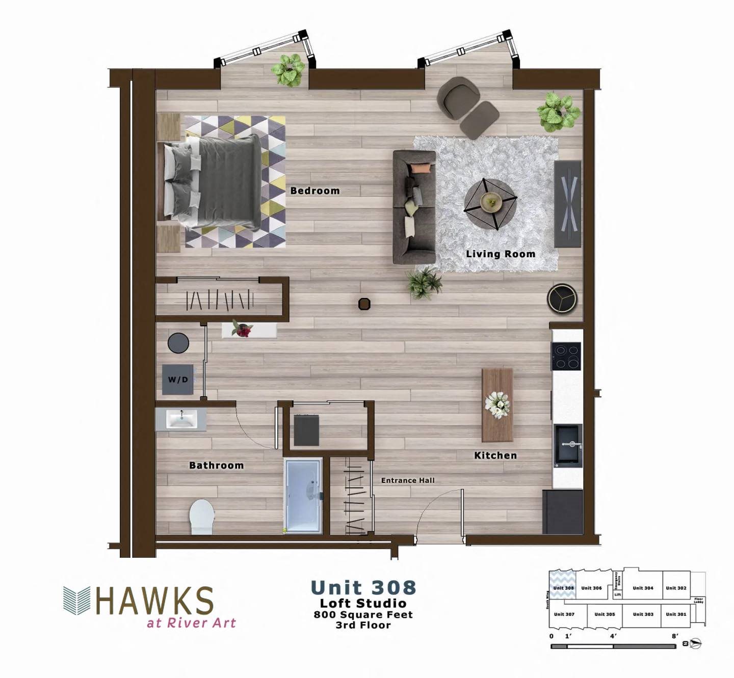 Floor Plans of Hawks at River Art in Goshen, IN