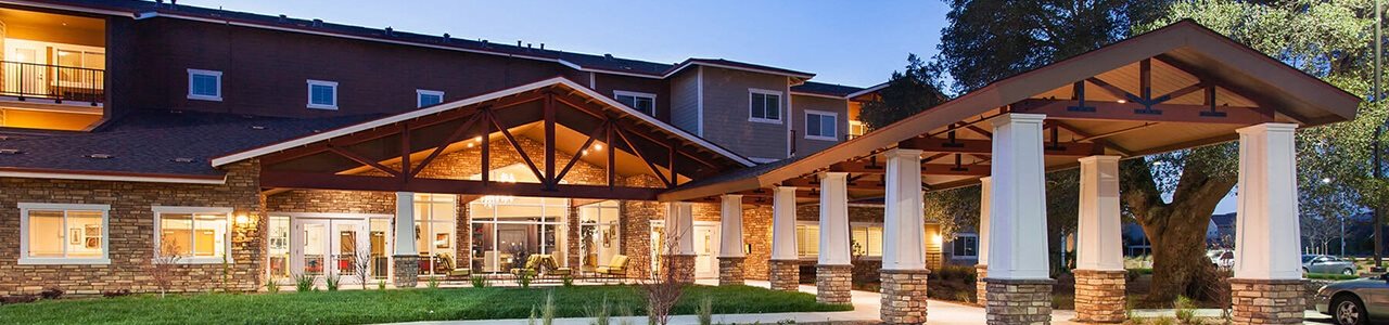 Exterior of building at The Lodge at Morgan Hills Apartments in Morgan Hill CA