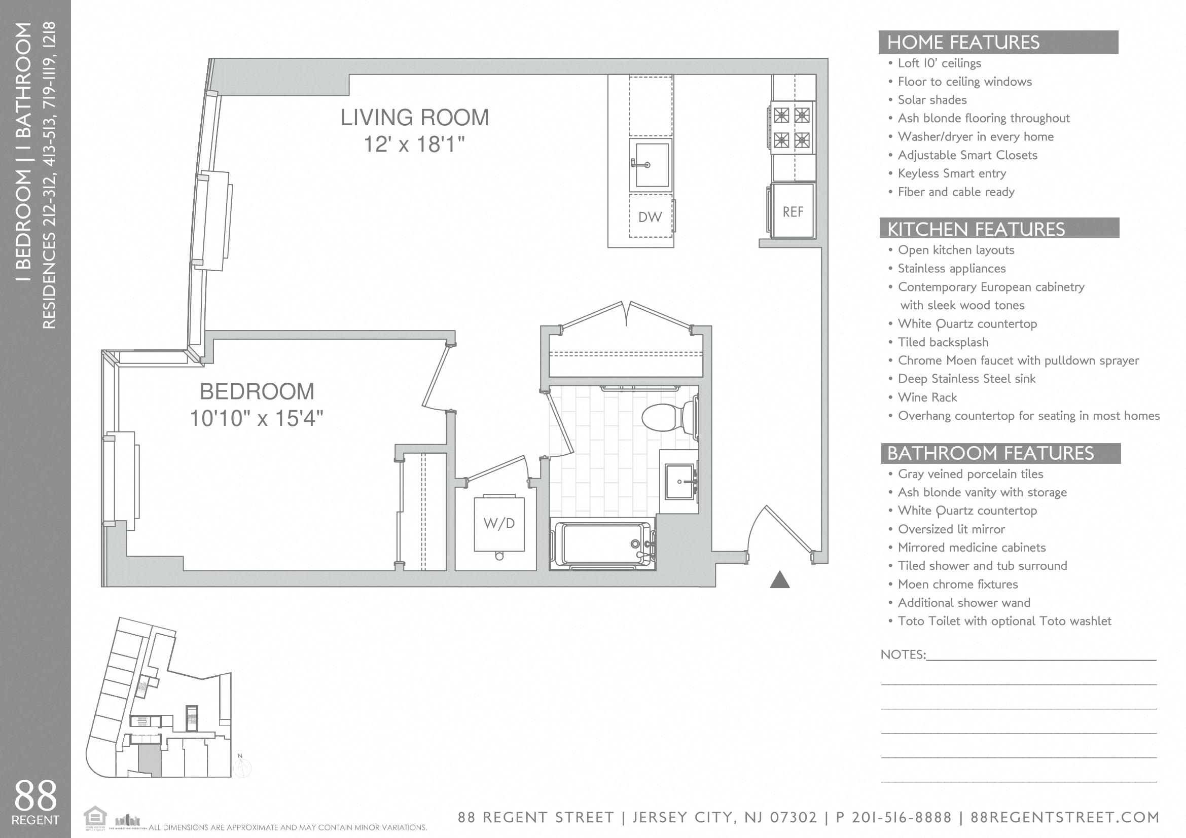 Floor plan, one-bedroom type A4