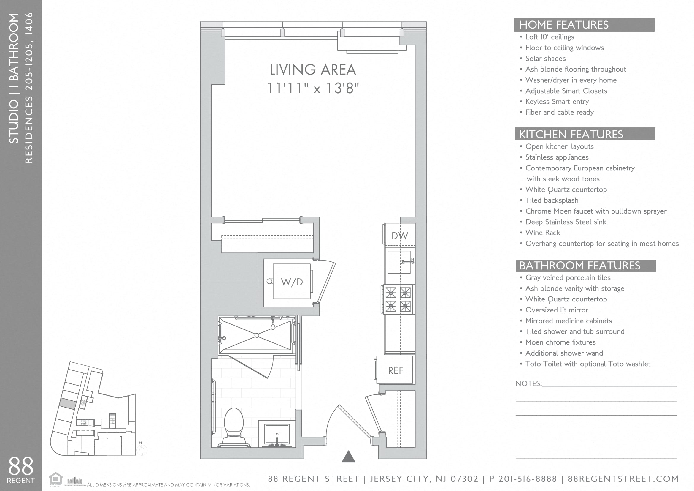 Studio floor plan, type S1a