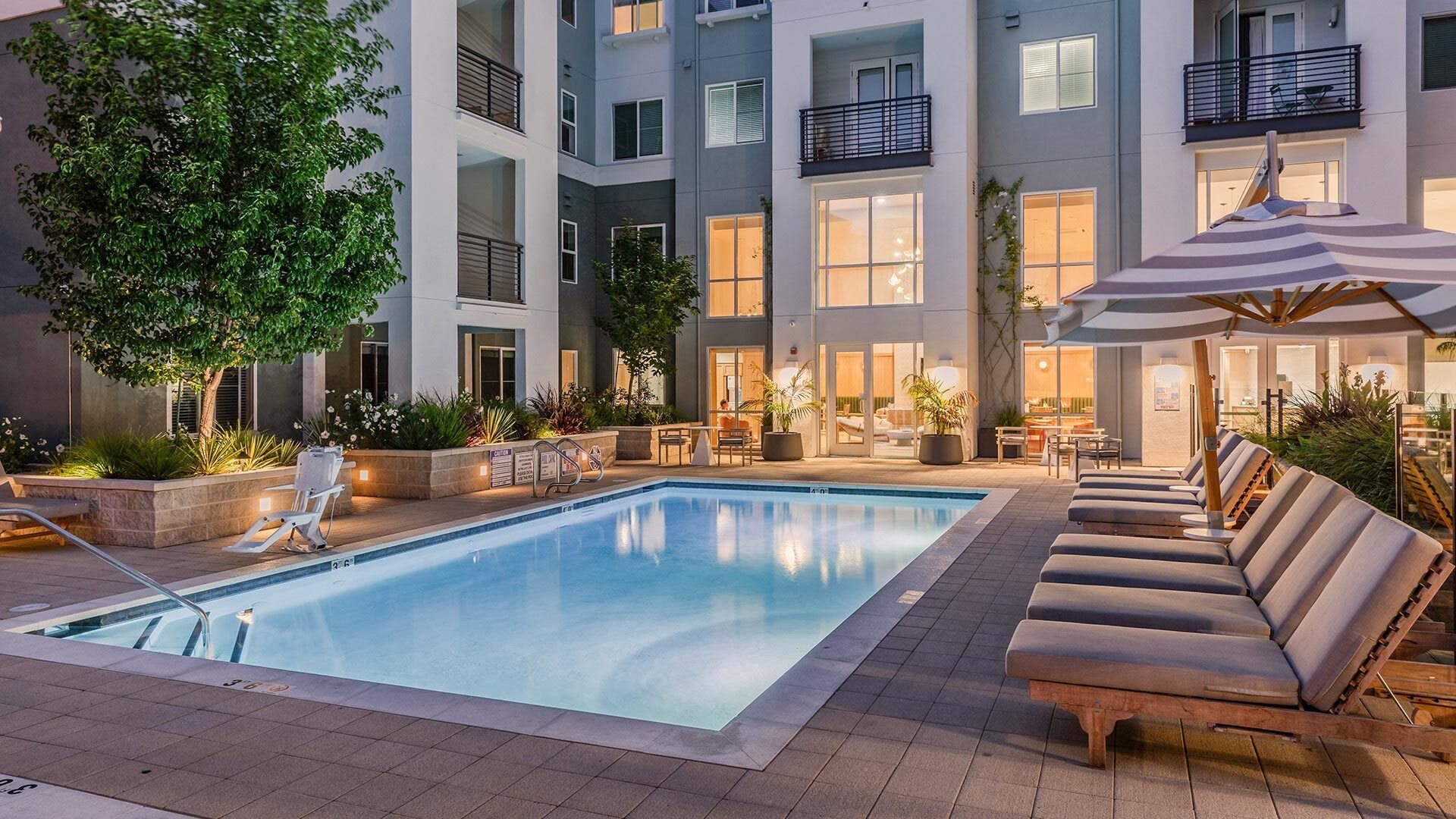 The Lark San Mateo Luxurious Pool Evening