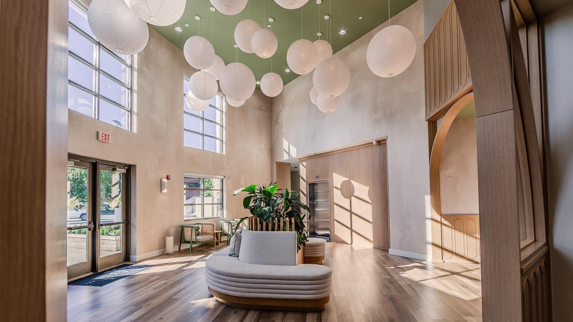 The Lark San Mateo Lounge with Hanging Lights