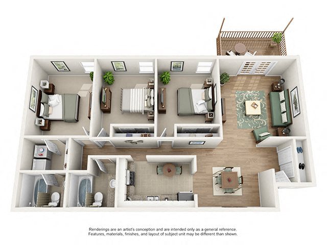 Three bedroom, 2 bath apartment in Birmingham