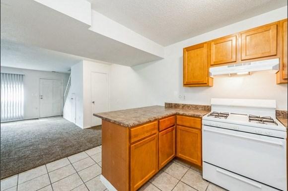 Kitchen of Pangea Parkwest Apartments in Indianapolis