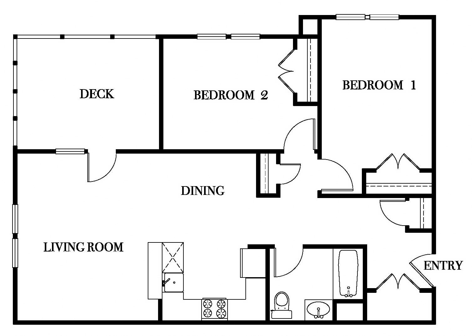 Bushnell - two bedroom apartment Two bedroom, one bath, with a corner deck.