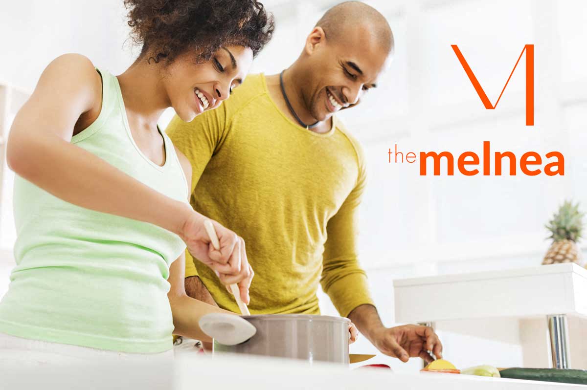Couple cooking together