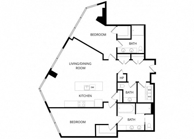 PlanPH3Penthouse_TwoBedroom floor plan