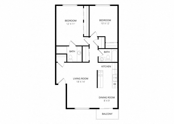 Two Bedroom (Shared Laundry) floor plan