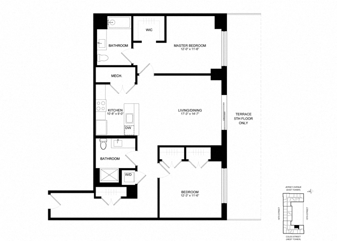 Floor plan layout diagram for SL-B03, 2 bd - 2 ba