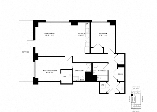 Floor plan layout diagram for SL-B04, 2 bd - 2 ba