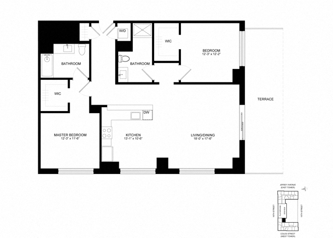 Floor plan layout diagram for SL-B05, 2 bd - 2 ba