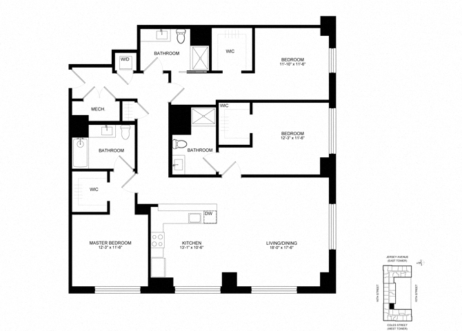 Floor plan layout diagram for SL-C05, 3 bd - 3 ba