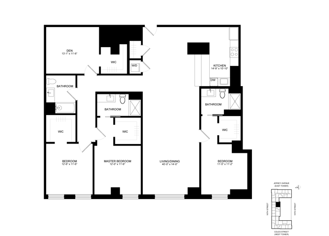Floor plan layout diagram for SL-C08d, 3 bd - 3 ba