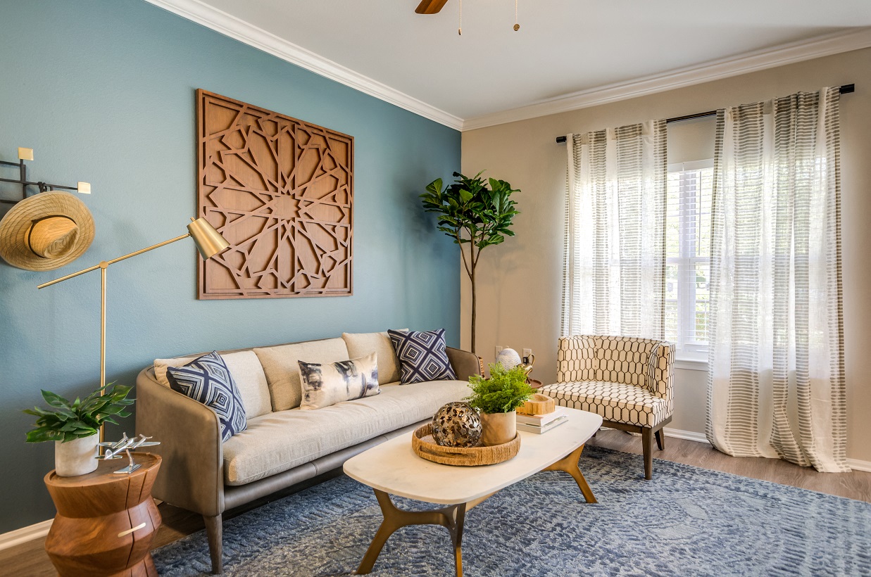 Reserve at Town Center model apartment living area - Sterling, VA