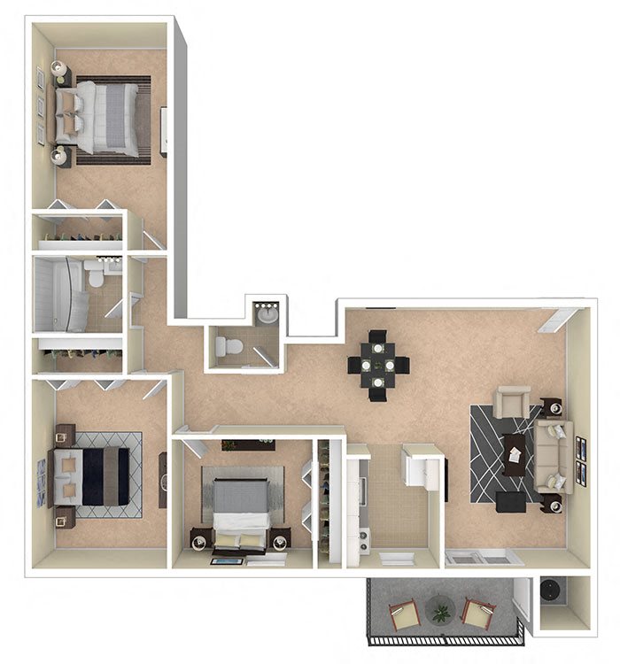 Glen Willow Apartments 3 Bedroom Glen Willow Apartments 3 Bedroom floor plan