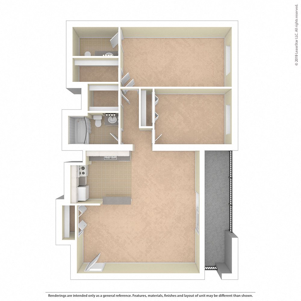 Heritage Park Apartments Two Bed 1.5 BA Heritage Park Apartments Two Bed 1.5 BA Floor Plan