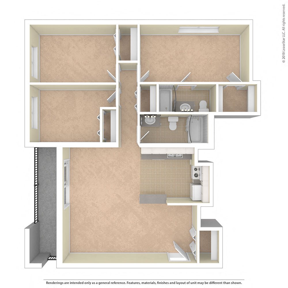 Heritage Park Apartments Three Bed 2 BA Heritage Park Apartments Three Bed 2 BA Floor Plan