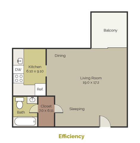 New Brookside Efficiency Floor Plan New Brookside Apartments Efficiency Floor Plan